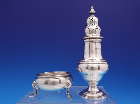 Pepper Shaker and Salt Dip set 7.5 oz sku# 9228 - English Sterling by Various Makers - Sterling 